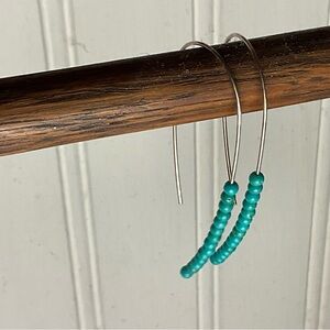 TURQUOISE AND STERLING THREADER EARRINGS